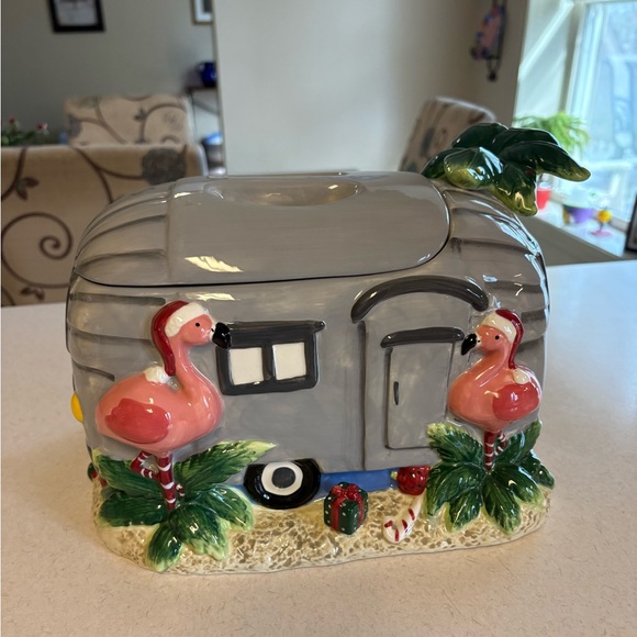 Other - St. Nicholas Square Flamingos Santa Hats & Camper Cookie Jar